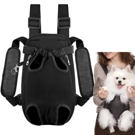 Dog Backpack Carrier, Adjustable Pet Carrier Backpack, Pet Front Dog Backpack, Legs Out, Easy-Fit for Hiking Traveling for Small Medium Dogs, Breathable Dog Rucksack (Black-XL)