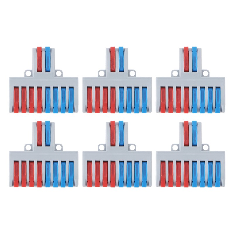 6PCS 2 in 8 Out Terminal Blocks 8 Way Butt