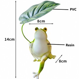 KARLOR Frog Figure Frog with Monstera Leaf Decorative Garden Aquarium Fish Tank Decoration Frog Figure Statue Sculpture Animal Ornaments Desk Car Desktop Office Decoration