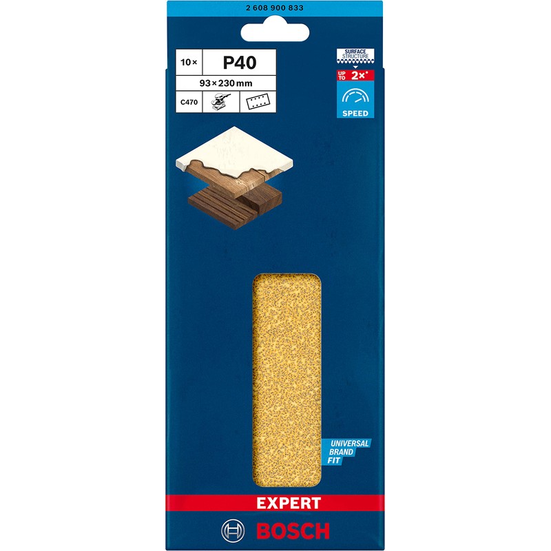 Bosch Professional 10x Expert C470 Sandpaper (for Hardwood, Paint on