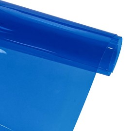 ONEART Blue Transparent Vinyl Fabric 91 x 135 cm, Multi-Purpose 0.3 mm Clear Waterproof TPU Fabric Sold by the Metre for Sewing Crafts and Home Decor