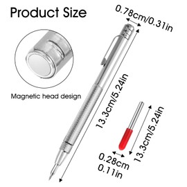 2 Pack Tungsten Carbide Scriber with Magnet, Etching Pen with Extra 10 Replacement Marking Tip, Metal Scribe Pen Engraving Pen for Metal, Wood, Glass and Plastic Machinist Tools