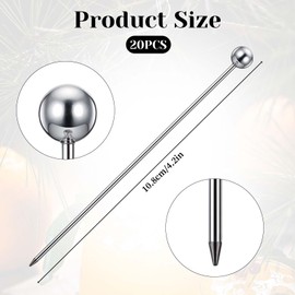 Pack of 20 Stainless Steel Cocktail Sticks, Reusable Fruit Sticks, Toothpicks, Stirrers, Cocktail Pick for Cocktail Picks, Party, Sandwich, Finger Food, Cocktail