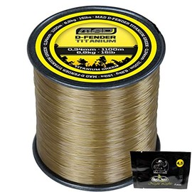 Dam MAD D-Fender Titanium Monofilament Line up to 1600 m - Monofilament Fishing Line 0.28-0.40 mm + Pack of 2 Mantikor Glow Sticks (0.37 mm / 9 kg - 950 m)