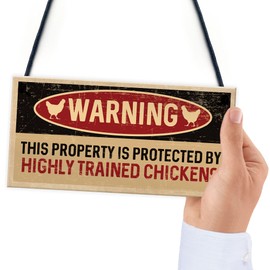 RED OCEAN Funny Chicken Sign Hanging Garden Chicken Coop Hen House Sign Chicken Gift