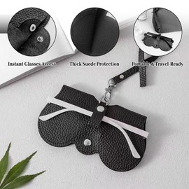 BOBOAR Sunglasses Case Leather Soft Holder Eyeglass Slim Glasses Pouch Cases for Women(2 Pack)