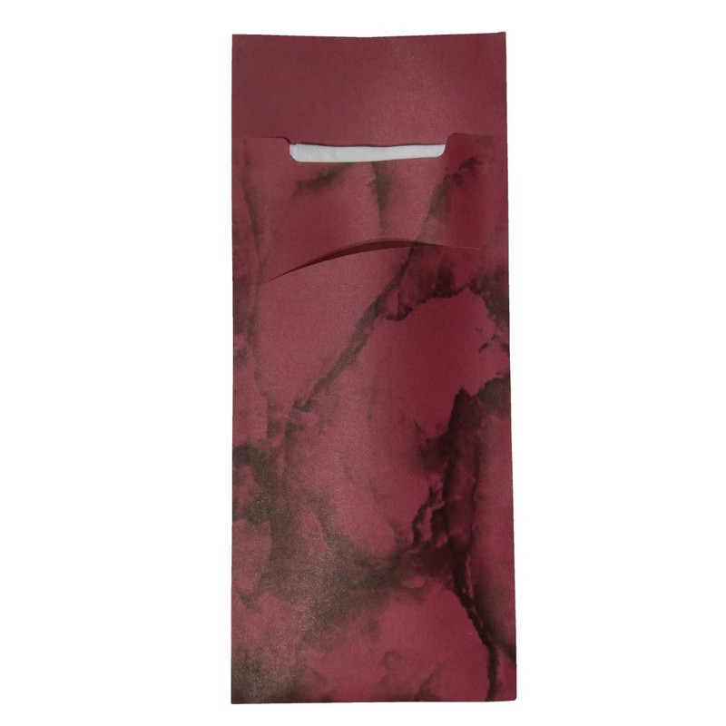 Cutlery Pockets with Napkin Bordeaux Marbled 20 cm Pack of