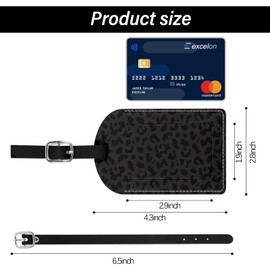 BHAHB 2 Pack Luggage Tag Luggage Tags PU Leather Suitcase Tags Aesthetic Cute Travel Bag Labels for Women Girls-Black Leopard Cheetah