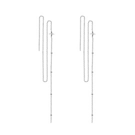SLUYNZ 925 Sterling Silver Star Long Dangle Earrings Chain for Women Teen Girls Line Dangle Earrings Tassel Threader Chain (A-Sterling Silver)