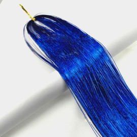 Leliafleury 1000 Strands Royal Blue Hair Tinsel 94cm Glitter Hair Strands Straight Hair Extensions Shiny Hair Tinsel Extensions for Party Cosplay Hair Accessories