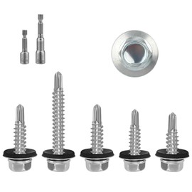 Pack of 130 Trapezoidal Sheet Metal Screws Self-Tapping Screws 5.5 x 25 mm Hexagonal Plumber Screws Drilling Screws with Sealing Disc Self-Drilling Screws for Steel Sheet Metal Roofing Metal Screws