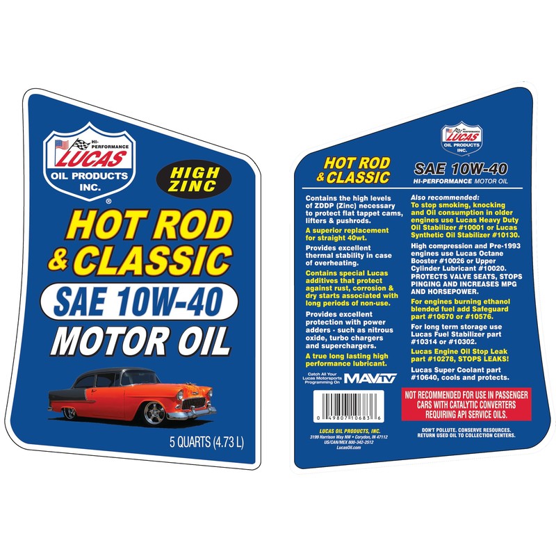 Lucas Oil 10683 Hot Rod & Classic Car SAE 10W-40