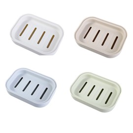4pcs Plastic Soap Drain Dish,Double-Layer Soap Holder Bathroom Soap Case Soap Container Kitchen Sponge Tray Drain Rack
