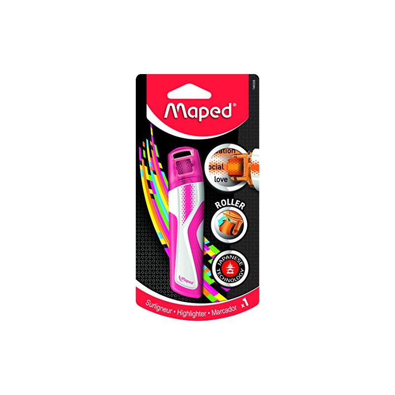 Maped Fluorescent Roller Highlighter Pen - Pink, 746326