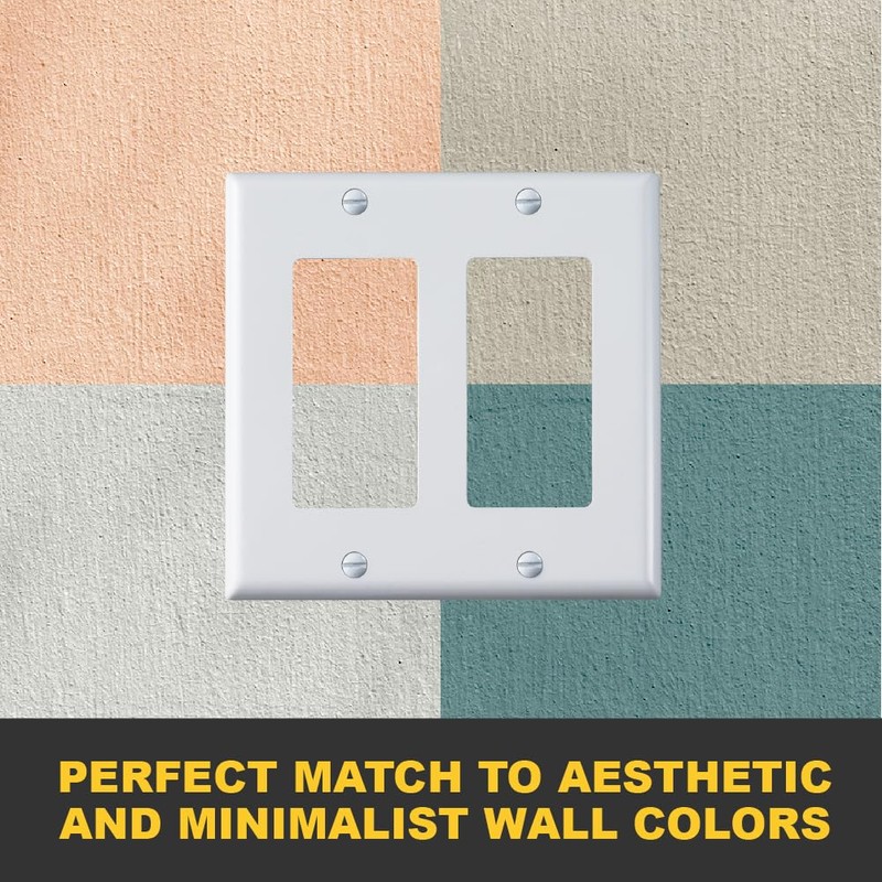 Faith White 2-Gang Two-Device Wall Plate (6-pack) | Double Light