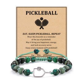 Sistble Pickleball Gifts for Women, Gifts for Pickleball Lovers Pickleball Bracelets Natural Stone Beaded Bracelets Mothers Day Birthday Pickle Ball Gifts for Women Handmade Jewelry