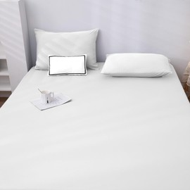 NAFAY LIVING Fitted sheet-Plain Dyed Ultra Soft Microfiber Bedding Sheet Set 25cm Deep- Non-Iron, Wrinkle Free & Breathable Bed Sheet (White, Double)