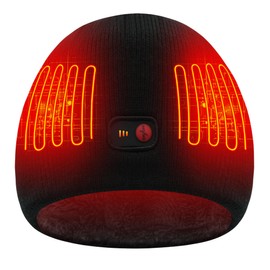 SVPRO Battery Heated Hat Thick & Warm Rechargeable Electric Beanie Hat with 3 Heat Settings,Men Women Warm Heated Skull Cap Heating Up to 3-7H
