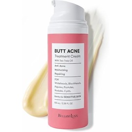BellamiLuxx Butt Acne Clearing Treatment Cream: Body Acne Treatment Lotion for Folliculitis and Pimples on Back, Buttocks, Thighs With 2% Salicylic Acid & Tea Tree Oil - Butt Cream for Smooth Skin