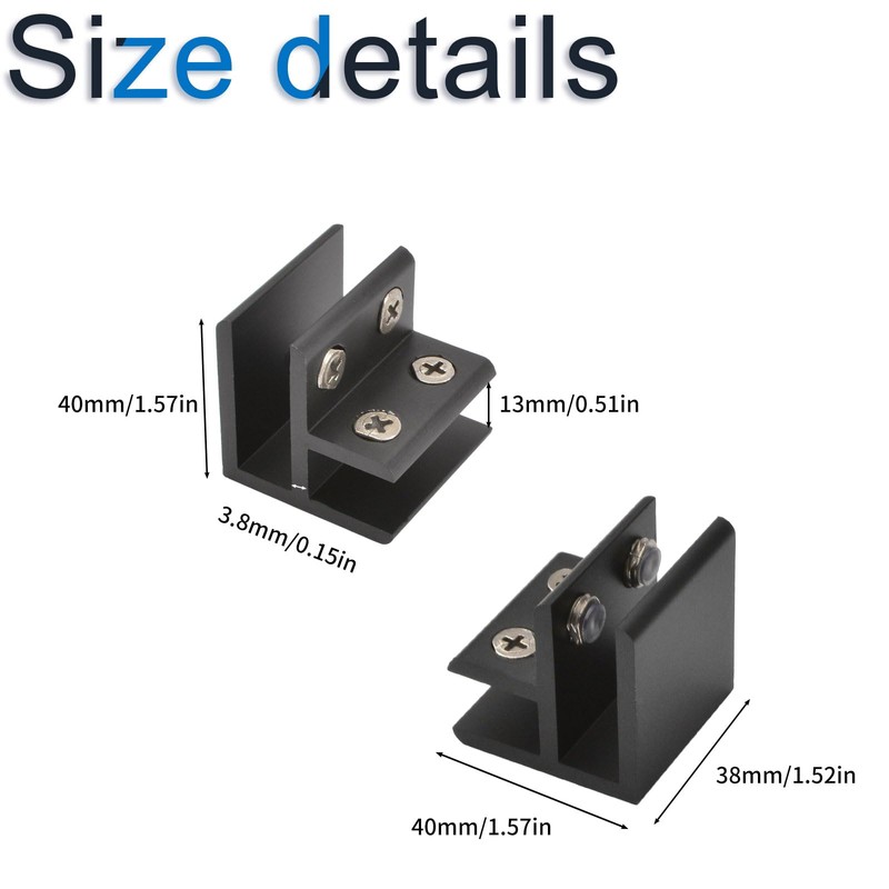 INCREWAY Glass Clamp, 4 x 90 Degree Adjustable Clips, Aluminum