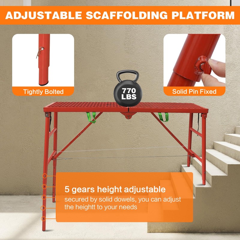 DOLEMODUO Adjustable Ladder Work Platform, 70(L) x15(W) x Adjustable Platform