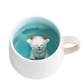 3D Tasse mit Schaf, 3d Tier Tasse, Tasse aus Keramik 12oz Handgemachte Figur Milch Tasse, Lustige Geschenke für frauen Freunde Kinder Mädchen Frau Geburtstagsgeschenk(Schaf)