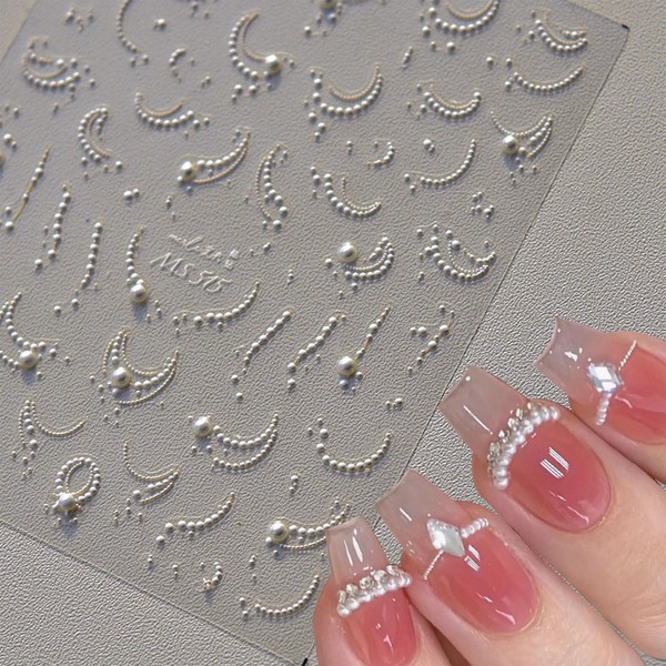 JMEOWIO 3D Nagelsticker Perlenlinie Nail Art Sticker Selbstklebend Nagelaufkleber 5D