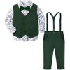 mintgreen Baby Boy Gentleman Outfit, Kids Suit Waistcoat Bow Tie