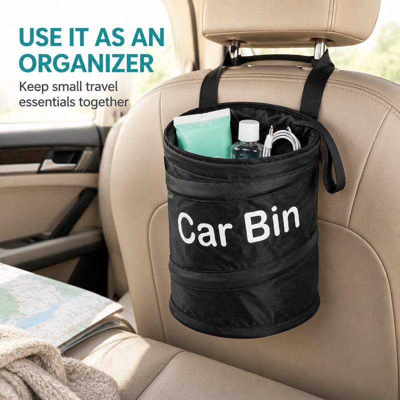 Collapsible Car Trash Can, 6.3 x 7.9 in Portable Hanging