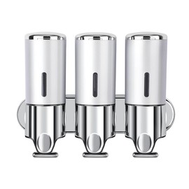 Shampoo and Conditioner Dispenser Wall-Mounted – 3-Chamber Shower Soap Dispenser, No-Drill Installation, 1500ML Total Capacity with Visible Window for Bathroom, Hotel, or Kitchen - Color: Sliver