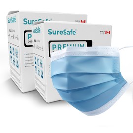 SURESAFE Premium Disposable Face Mask Pack of 200, 3 Ply face mask with ear loop, High Filtration, Comfortable and Breathable, Women and Men Face Mask, Blue