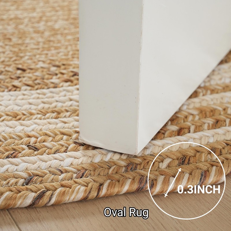 RCTJHOME 2x3 Oval Braided Entryway Rug Natural Color Farmhouse Kitchen