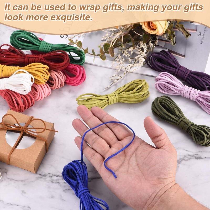 sourcing map 4 Pcs Suede Cord, 5.5 Yards, Green Series