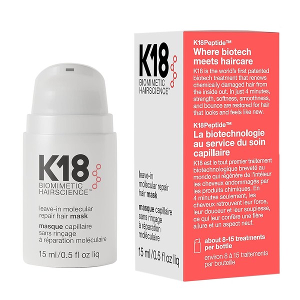 K18 Leave-In Molecular Hair Mask, Repairs Dry or Damaged Hair,