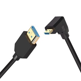 PNGKNYOCN Short 8K Micro HDMI to HDMI Cable 0.3m Right Angle Ultra High Speed 48Gbps Micro HDMI Male to HDMI Male Supports 8K@60Hz, 4K@120Hz (Down/0.3M)