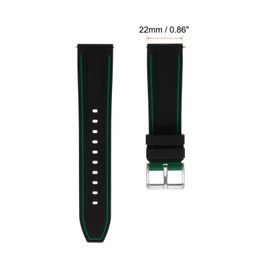 HARFINGTON Silicone Watch Bands 22mm Width Soft Quick Release Rubber Watch Bands for Men Women Black Green
