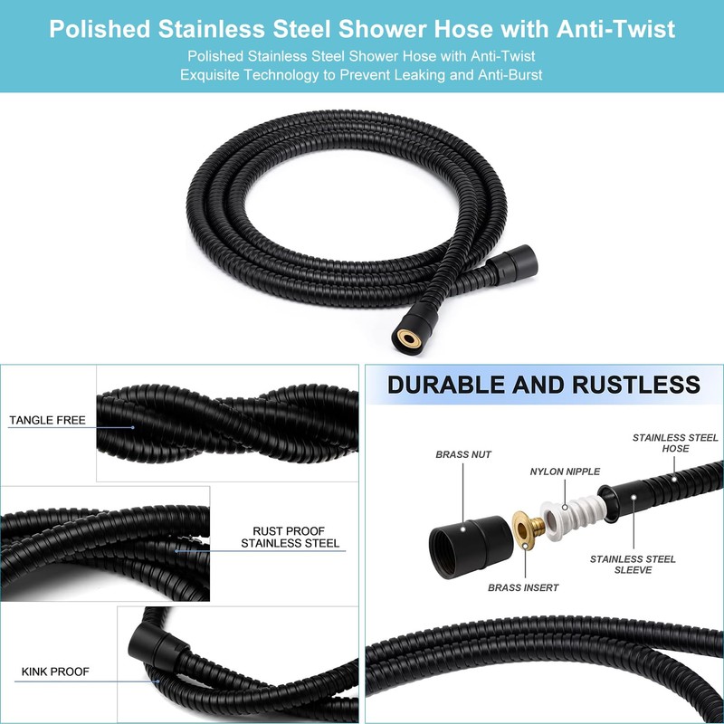 Umyder High Pressure 8-mode Handheld Shower Head with On Off