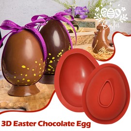 Webake Chocolate Silicone Molds, Large 3D Breakable Egg Mold Silicone Easter Egg Chocolate Molds with 1 Hammer for Easter Eggs