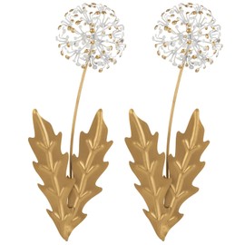 Oairse Set of 2 Metal Hydrangea Wall Art 13" Gold Flower Wall Decor for Home, Modern 3D Floral Wall Hanging for Living Room Bedroom Hallway Decoration