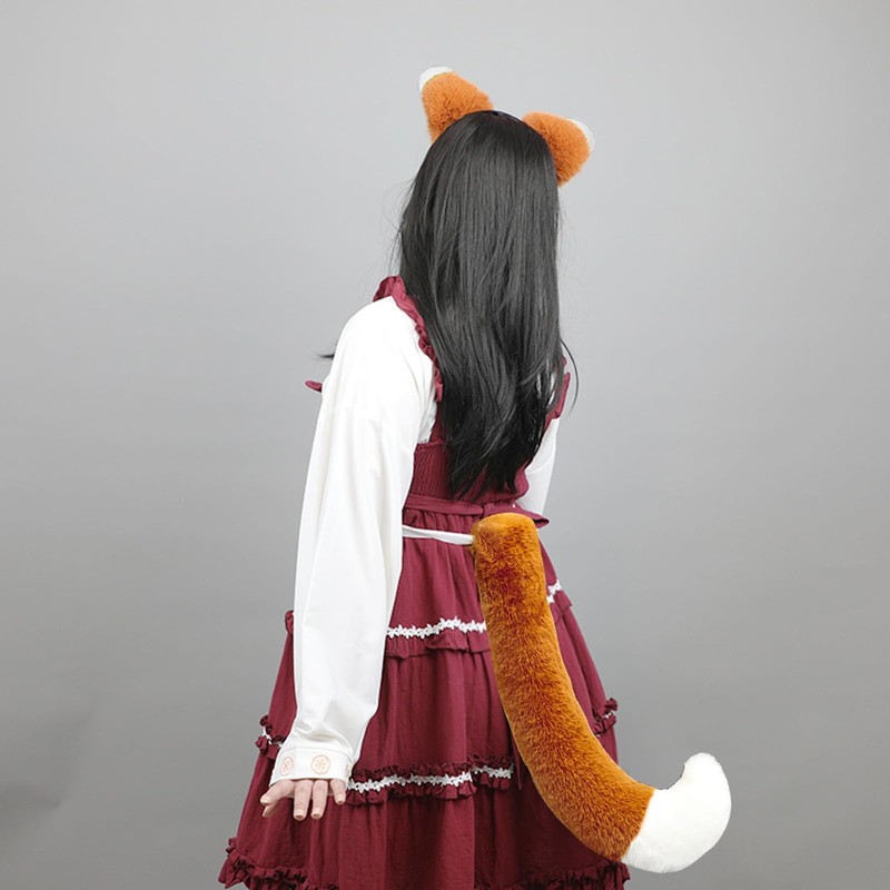 ANZOBEN Fox Ears, Headband and Tail, Fox Dance, 2-Piece Set,