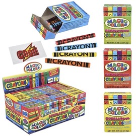 Rhode Island Novelty Magic Colors Assorted Fruit Flavored Bubble Gum Crayons Packs: 24-Piece Box