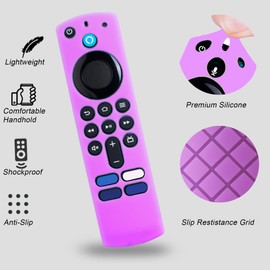 GMXT Remote Cover Glow in The Dark Compatible with Fire TV Stick 4k, Fire TV Stick HD, Remote Case Anti Slip Silicone Sleeve (Purple 1pcs)