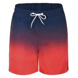 Mywu Traje de baño para hombre de secado rápido, pantalones cortos de natación de 5 pulgadas de entrepierna, Azul Rojo, Small