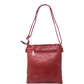 FARKZIQ New Ladies Women Crossbody Classic Double Front Zipper Shoulder Hand Bag Cross body Bag Multi Pockets Adjustable Strap (Red (60396))