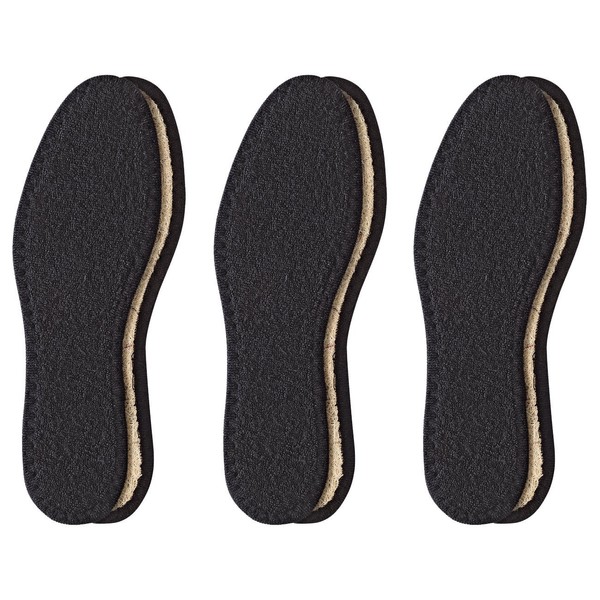 pedag pedag Deo Fresh Natural Terry Cotton & Sisal Insoles, Handmade in Germany, Fully Washable, Perfect for Keeping Feet Dry and Fresh in The Summer, US W6 / EU 36, Black, 3 Pair