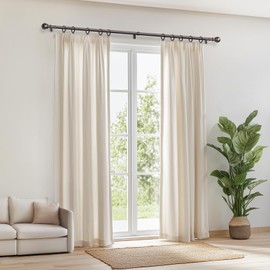 Zeerobee Curtain Rods for Windows 48 to 84, Adjustable Heavy Duty Wrap Around 1 Inch Curtain Rod, Outdoor Indoor Room Divider Modern Drapery Pole, Antique Bronze, 32-86"