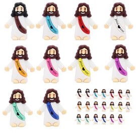 30pcs Little Jesus Figures Jesus Loves You Mini Jesus Figures Hide and Seek Religious Party Favors Sunday School Baptism Gifts - Color: 30pcs-10colors
