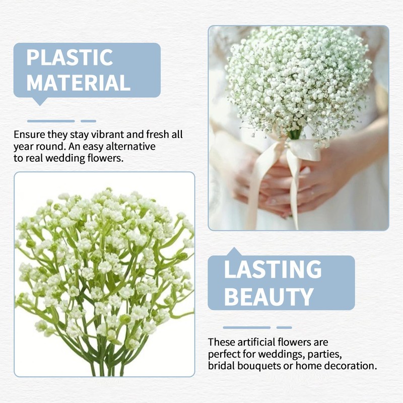 6Pcs Artificial Flowers,White Faux Fake Flower Bouquet Decoration,DIY Small Dried