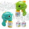 2 Pack Dinosaur Bubble Guns, Automatic Bubble Blower & 4
