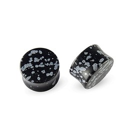 Scrap Metal 23 Pair Obsidian Snowflake Stone Plugs 11mm - 7/16